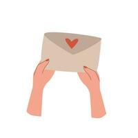 recevoir une l'amour lettre, main en portant enveloppe vecteur