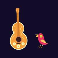 mexicain guitare et oiseau avec populaire ethnique modèle vecteur