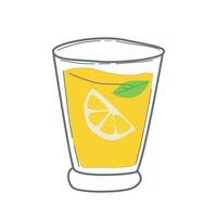 une verre de limonade avec une tranche de citron et menthe vecteur