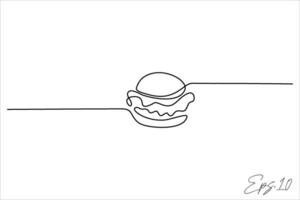 Hamburger continu ligne vecteur illustration