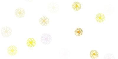 illustrations naturelles de vecteur rose clair, jaune avec des fleurs.