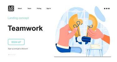 concept web de travail d'équipe vecteur