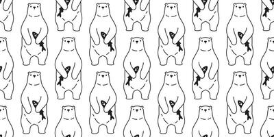 ours sans couture modèle vecteur polaire ours écharpe isolé dessin animé répéter Contexte tuile fond d'écran griffonnage illustration blanc conception