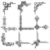 décoratif coins et les frontières. ornemental boucle les frontières, Royal ornements et ancien ajouré ornement coin vecteur illustration ensemble. décoratif coin