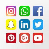 icônes de médias sociaux populaires facebook instagram google etc vecteur