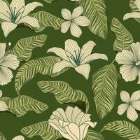 motif floral sans couture avec des feuilles. fond tropical vecteur