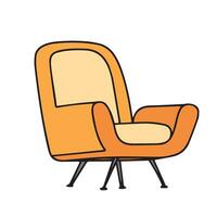 moderne fauteuil coloré contour. main tiré chaise isolé sur blanc Contexte. griffonnage fauteuil. vecteur illustration.
