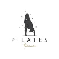 pilates pose logo, yoga logo conception vecteur modèle illustration