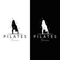 pilates pose logo, yoga logo conception vecteur modèle illustration