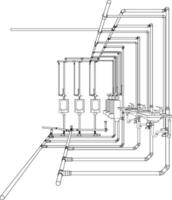 3d illustration de bâtiment tuyauterie vecteur