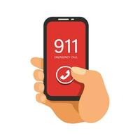 911 urgence appel sur téléphone intelligent symbole dessin animé illustration vecteur