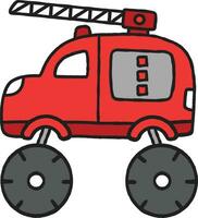 jouet voiture dessin animé illustration monstre porter secours Feu un camion vecteur