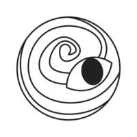 curieuse globe oculaire planète avec spirale noir et blanc 2d dessin animé conceptuel objet. le sable tourbillon extraterrestre isolé vecteur contour article. tourbillon œil sphère monochromatique plat place illustration concept