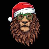 Lion tête portant accessoires Noël vecteur illustration