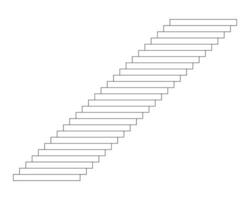 en marchant en haut escalier noir et blanc 2d dessin animé objet. entreprise pas. longue escaliers isolé vecteur contour article. escalade à l'étage. en haut et vers le bas structure monochromatique plat place illustration