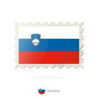 affranchissement timbre avec le image de slovénie drapeau. vecteur