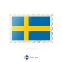 affranchissement timbre avec le image de Suède drapeau. vecteur