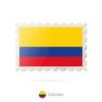 affranchissement timbre avec le image de Colombie drapeau. vecteur