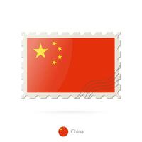affranchissement timbre avec le image de Chine drapeau. vecteur
