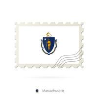 affranchissement timbre avec le image de Massachusetts Etat drapeau. vecteur