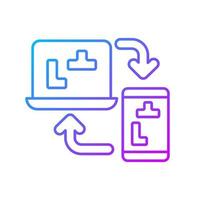 icône de vecteur linéaire dégradé de jeux en ligne cross plate-forme