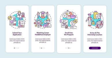 écran de la page de l'application mobile de la procédure de stage international d'intégration vecteur