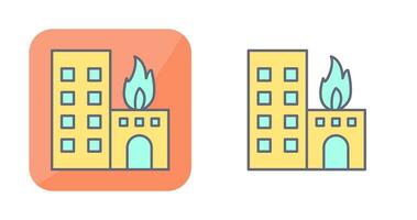 icône de vecteur de bâtiment en feu unique
