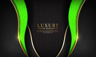 abstrait 3d de luxe noir et vert avec des paillettes dorées vecteur