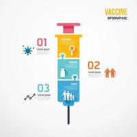 bannière de puzzle en forme de seringue de vaccin. infographie de conception de concept vecteur