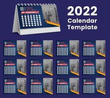 définir la conception du modèle de calendrier de bureau 2022, ensemble de 12 mois, vecteur