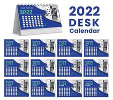 définir la conception du modèle de calendrier de bureau 2022, ensemble de 12 mois, vecteur