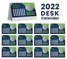 définir la conception du modèle de calendrier de bureau 2022, ensemble de 12 mois, vecteur