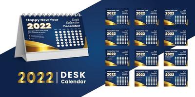 définir la conception du modèle de calendrier de bureau 2022, ensemble de 12 mois, vecteur