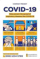 affiche covid-19 dans un style design plat. campagne contre le coronavirus. vecteur