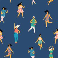 Illustration vectorielle de femmes dansantes. Modèle sans couture. vecteur