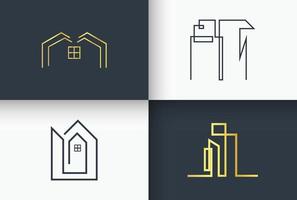 dessin au trait minimal et simple du logo de l'immobilier et de la construction vecteur