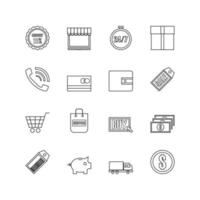 icône de contour de magasinage en ligne vecteur