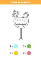 cocktail de dessin animé de couleur par numéros. feuille de travail pour les enfants. vecteur