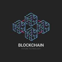 icône moderne de concept de technologie blockchain vecteur