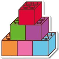 conception d'autocollants avec des blocs de jouets colorés isolés vecteur