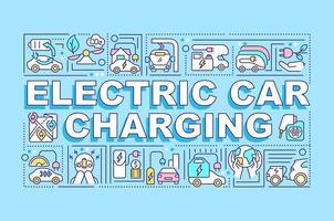 bannière de concepts de mot de charge de voiture électrique. vecteur