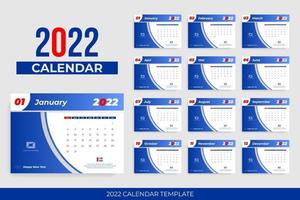 en-tête bleu calendrier 2022 vecteur