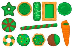 fête irlandaise st patrick day, big set cookies verts vecteur