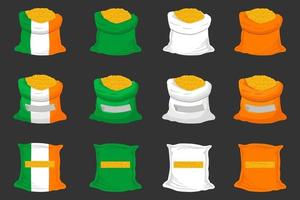 fête irlandaise st patrick day, grand ensemble de sacs de pièces de couleur vecteur