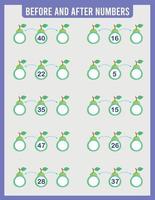 avant et après. mathématiques. feuilles de travail pour les enfants. vecteur