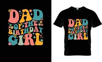 papa de le anniversaire fille coloré graphique tee-shirt, tee-shirt impression maquette vecteur