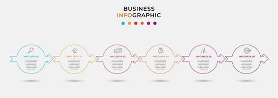 modèle de conception infographique avec icônes et 6 options ou étapes vecteur