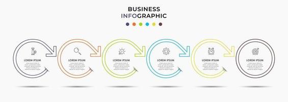 modèle de conception infographique avec icônes et 6 options ou étapes vecteur