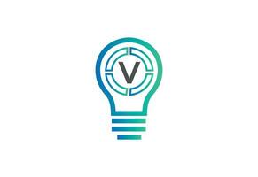 initiale lettre v logo avec ampoule vecteur
