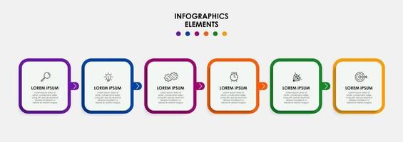 modèle de conception infographique avec icônes et 6 options ou étapes vecteur